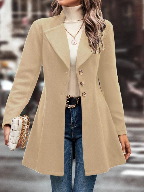 Lapel Collar Button Down Coat