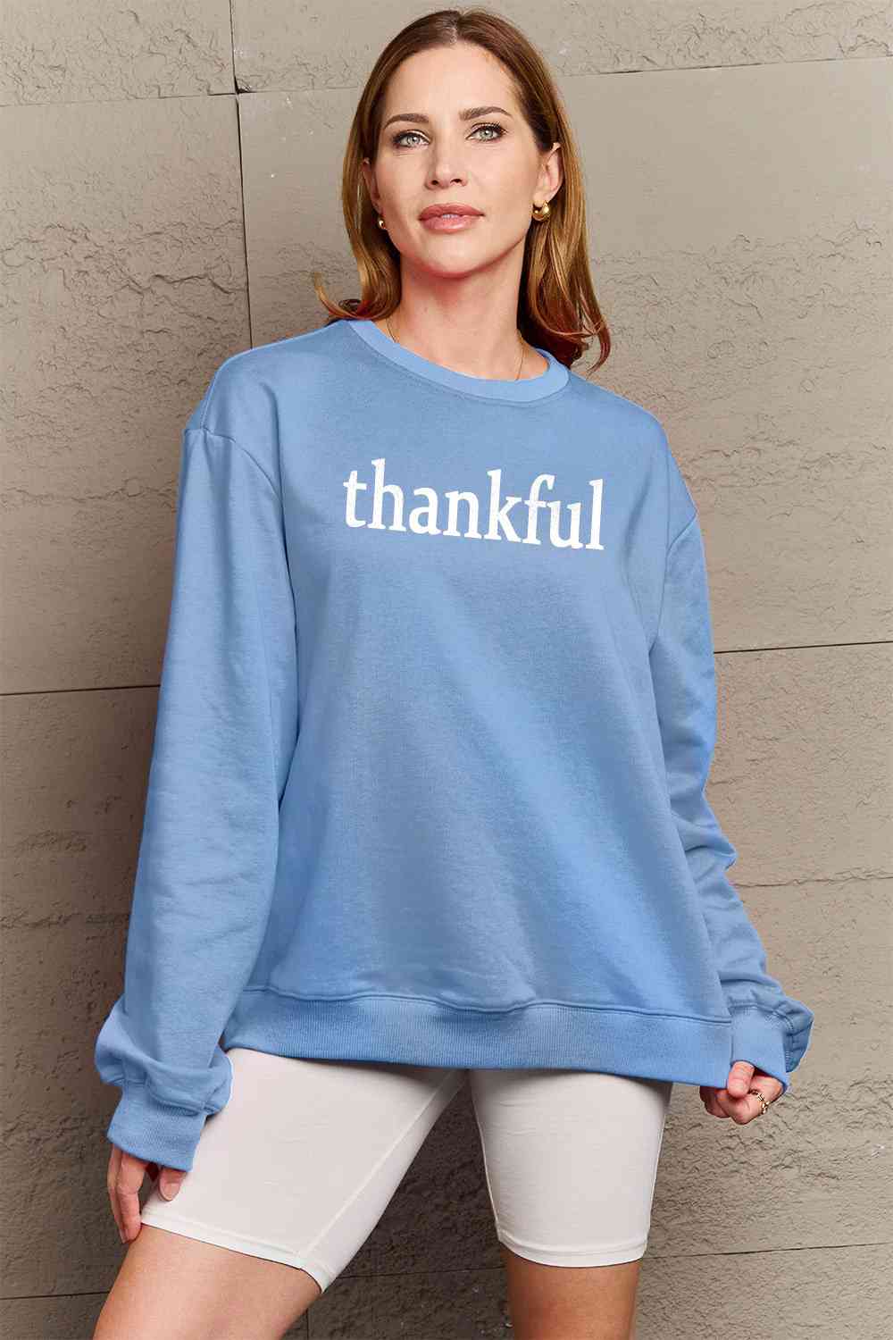 Simply Love Full Size THANKFUL Graphic Sweatshirt