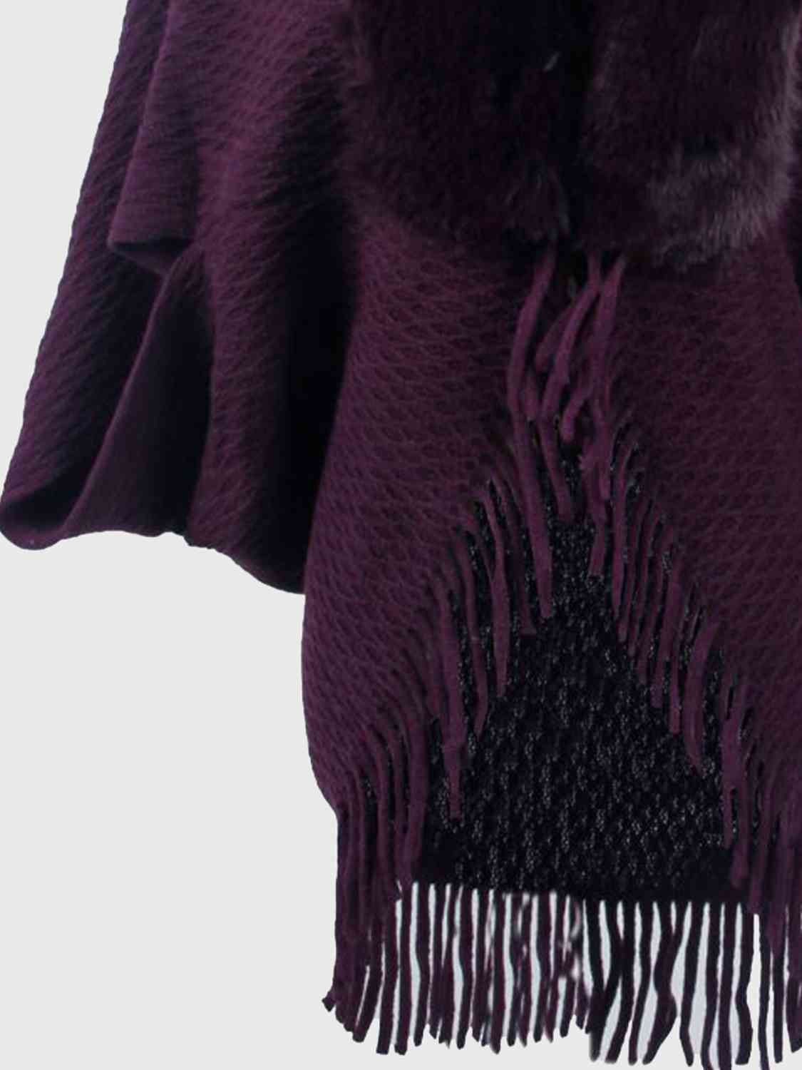 Open Front Fringe Hem Poncho